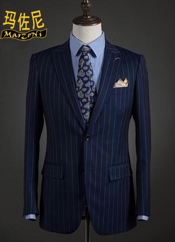 條紋藍(lán)色商務(wù)職業(yè)西服定制